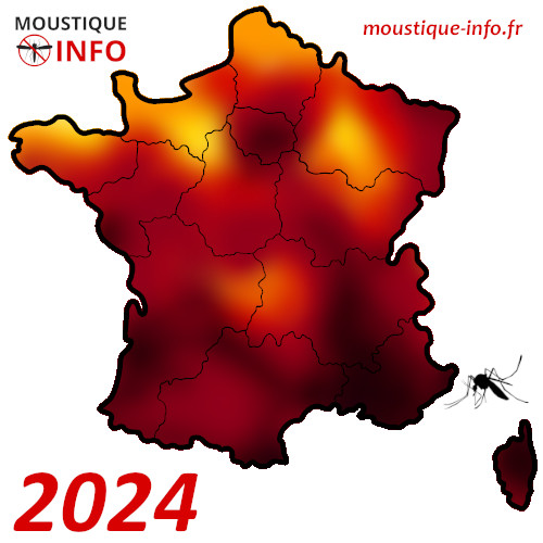 Carte de la présence du moustique tigre en France en 2024